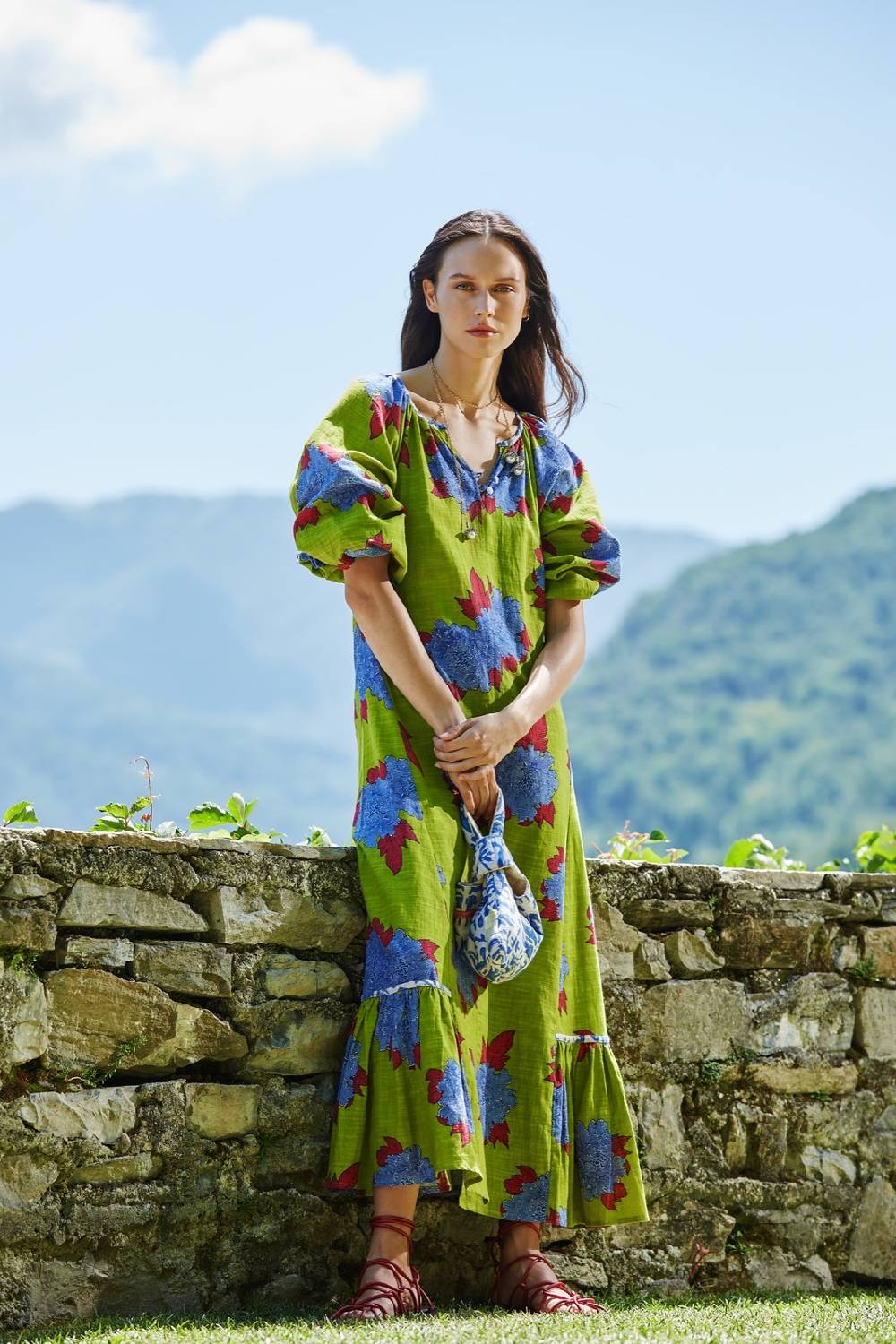 Lisa Corti abito mandili abhanery peony acid green 2025