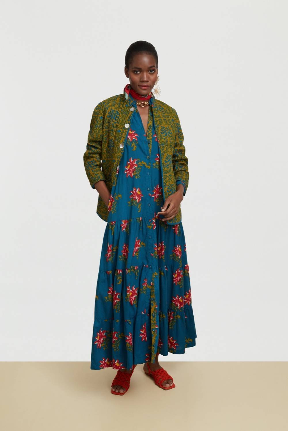 Lisa Corti abito tulsi tangeri rose teal Qualità