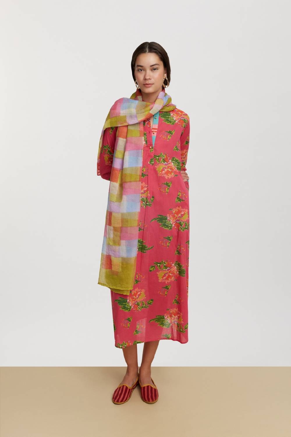 Lisa Corti kurta lunga azhar flower fuxia Qualità Garantita