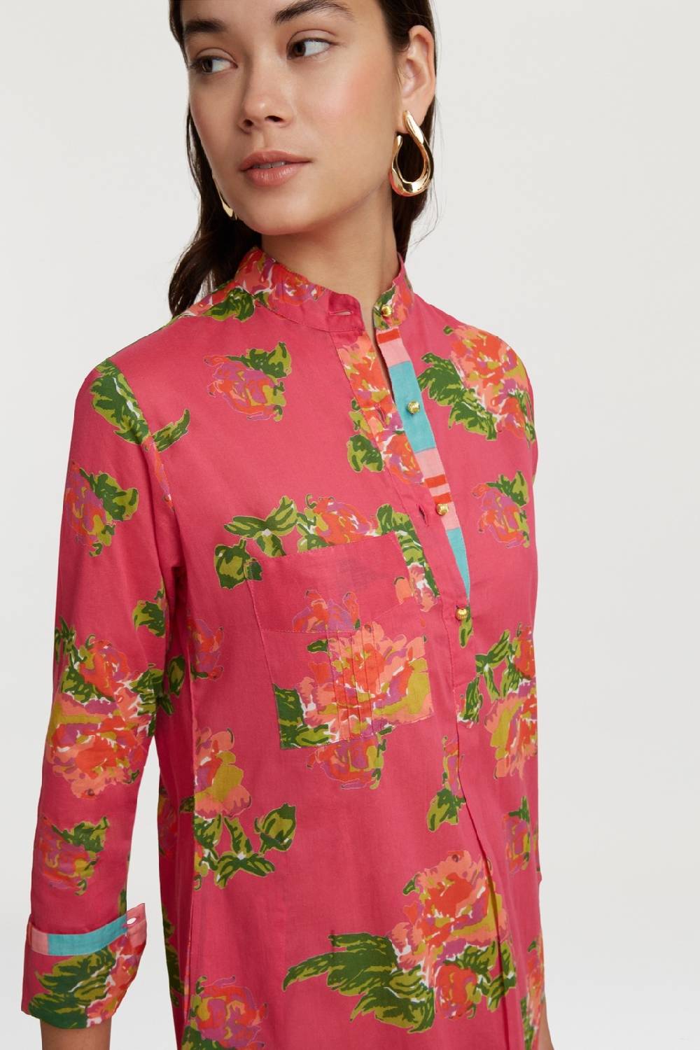 Lisa Corti kurta lunga azhar flower fuxia Qualità Garantita