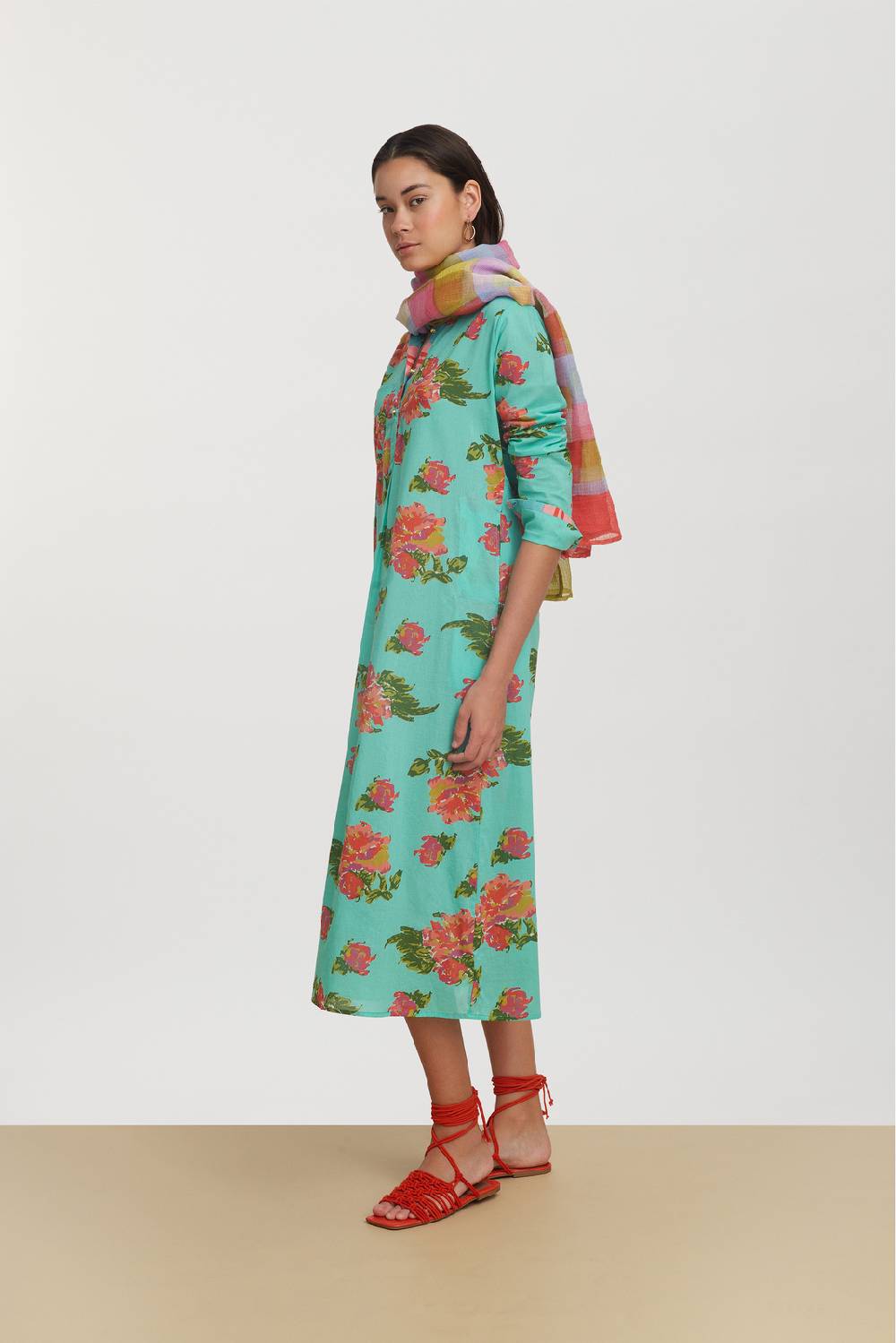 Lisa Corti kurta lunga azhar flower aqua Consegna Veloce