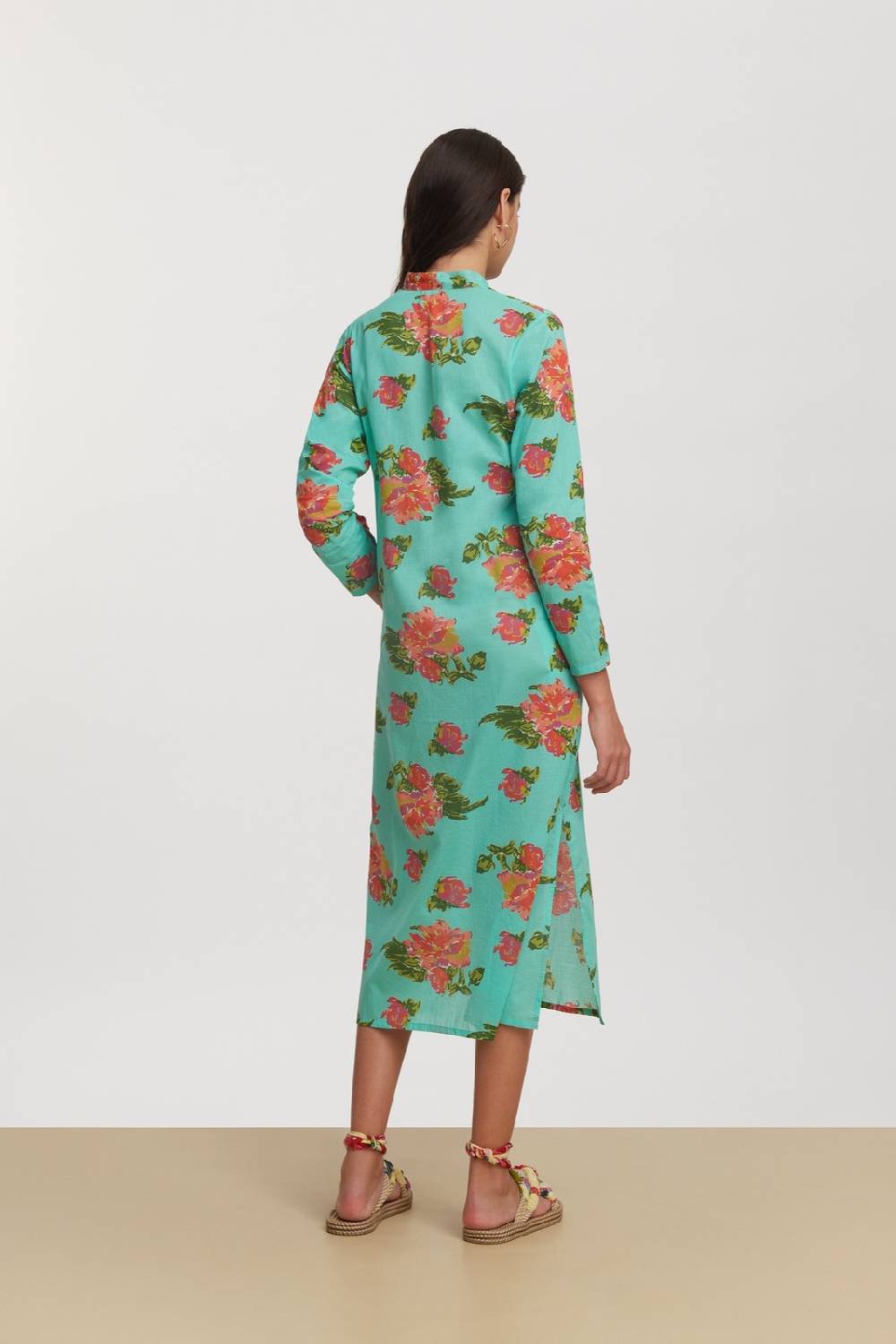Lisa Corti kurta lunga aperta azhar flower aqua Shopping Online
