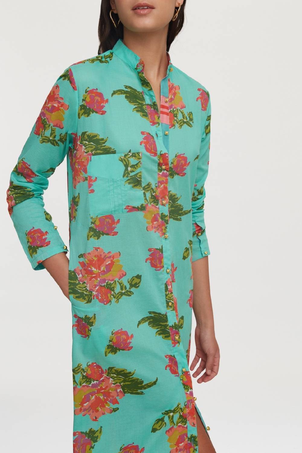 Lisa Corti kurta lunga aperta azhar flower aqua Shopping Online