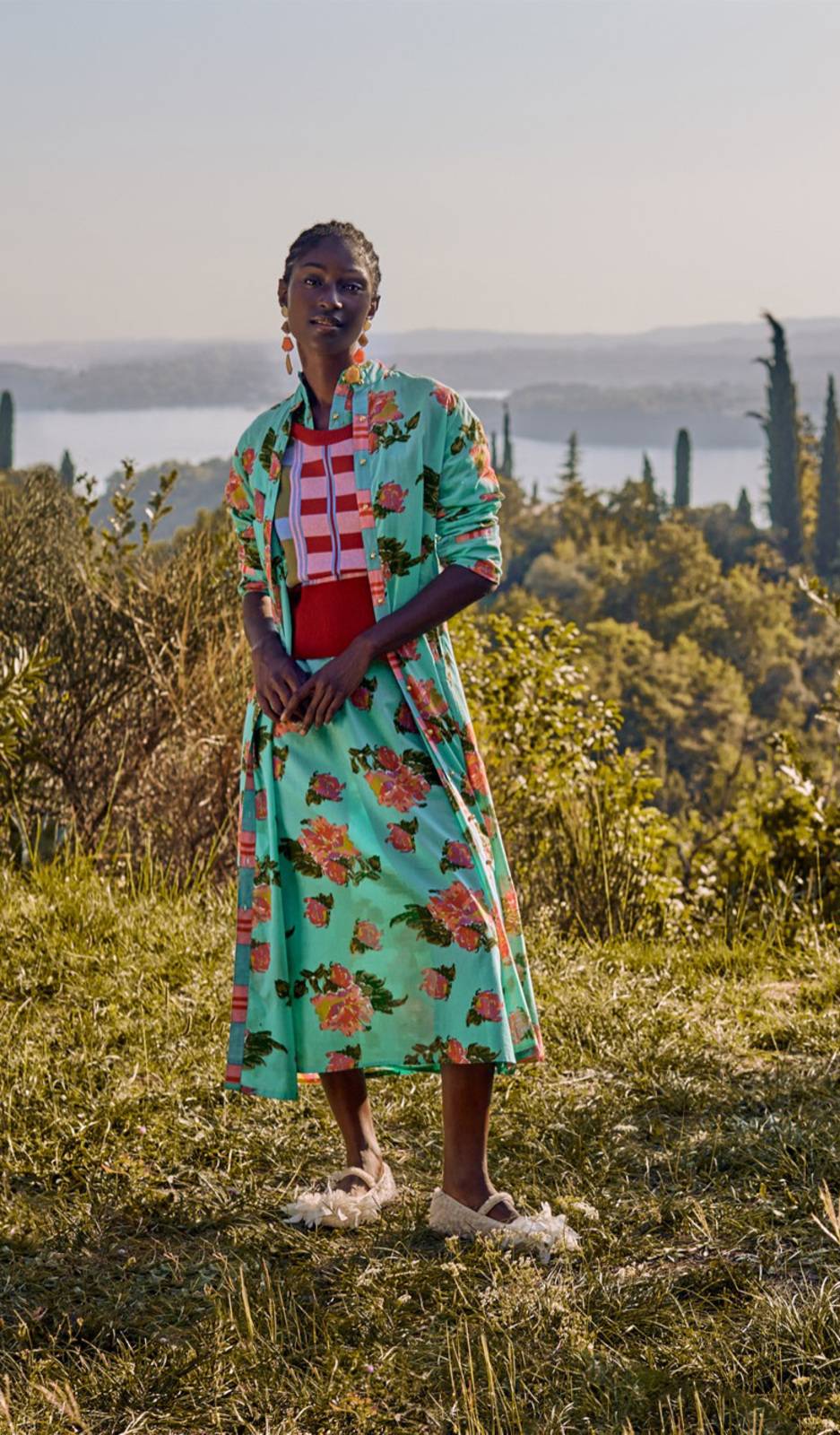 Lisa Corti kurta lunga aperta azhar flower aqua Shopping Online