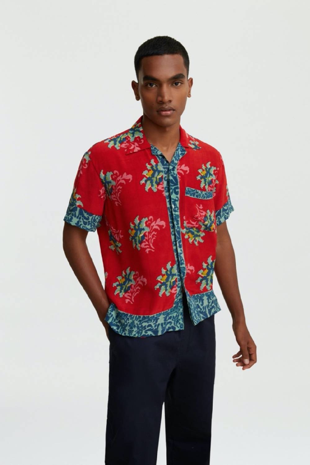 Lisa Corti camicia foulard tangeri flower coral Online