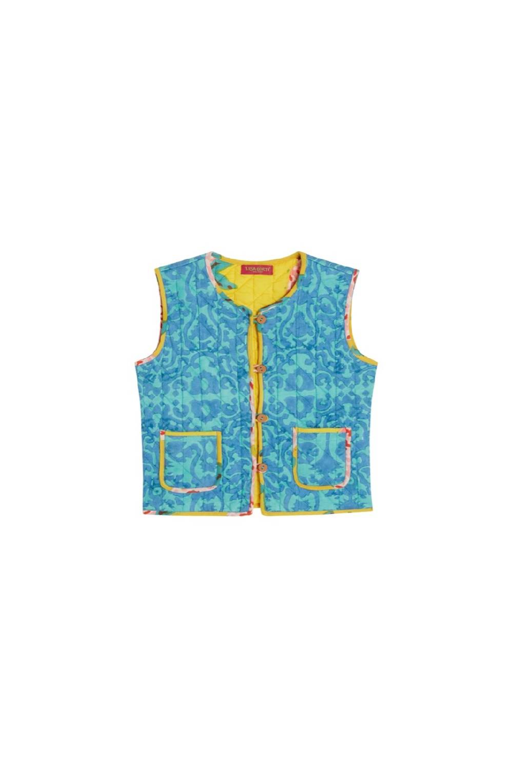 Lisa Corti gilet bambino damask design blue Pezzi Unici