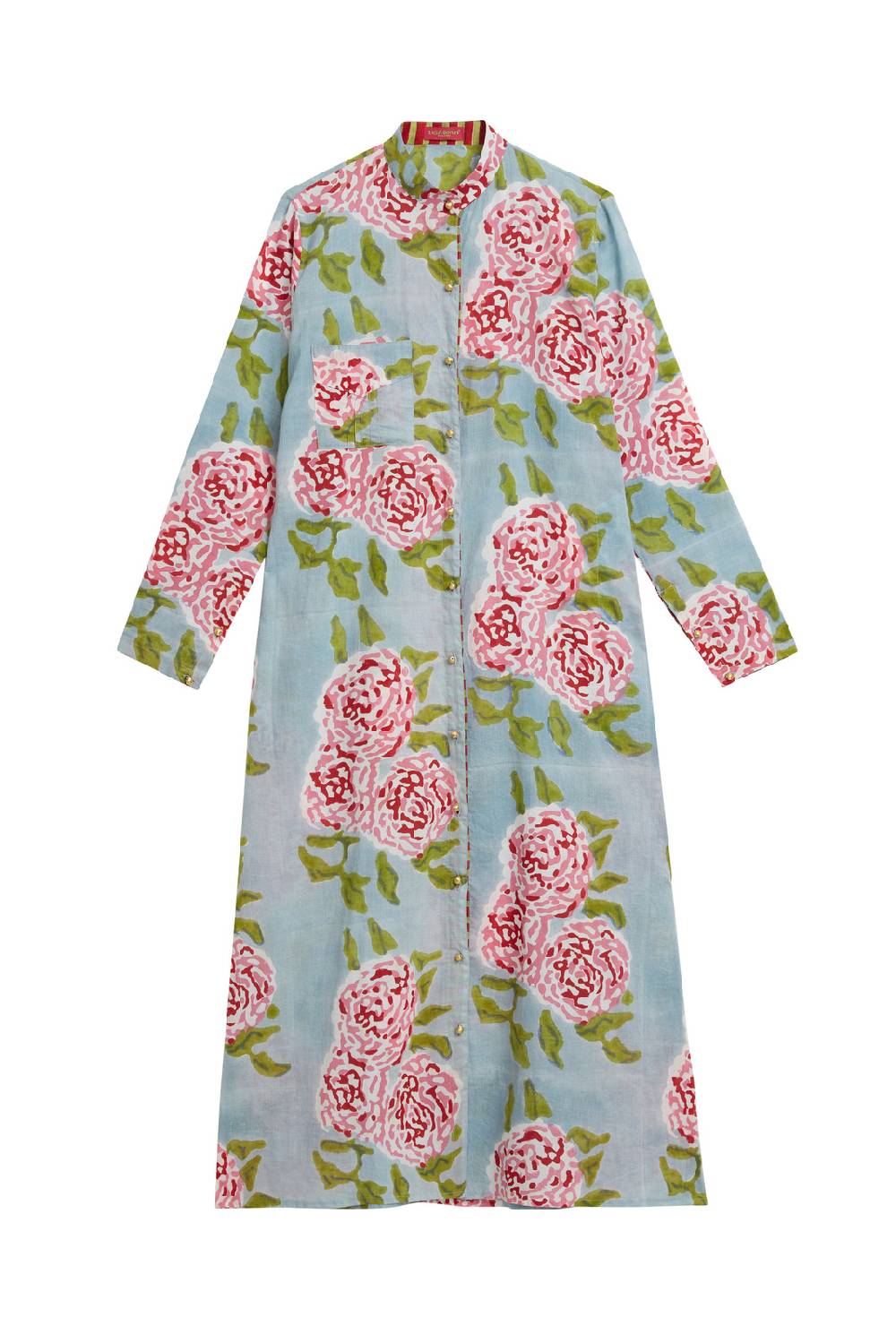 Lisa Corti kurta lunga aperta leopard flower sky light blue Offerta Giorno del Papà