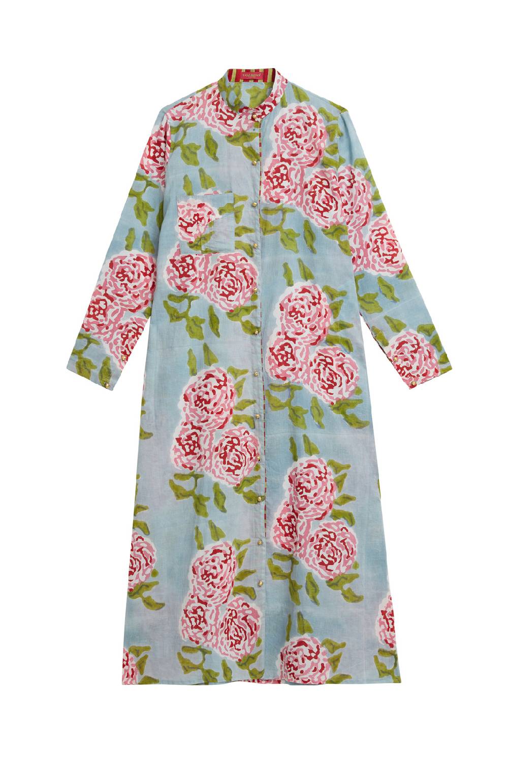 Lisa Corti kurta lunga aperta leopard flower sky light blue Offerta Giorno del Papà