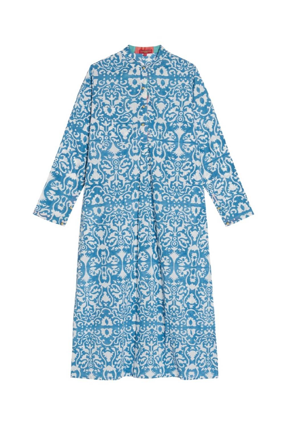 Lisa Corti kurta lunga damask design white blue Vendite Flash