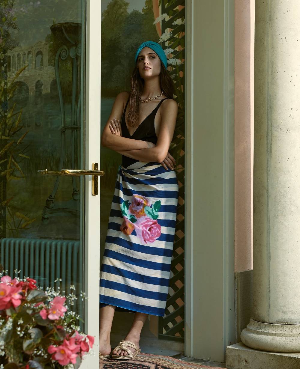 Lisa Corti pareo nizam stripes blue natural Nuova
