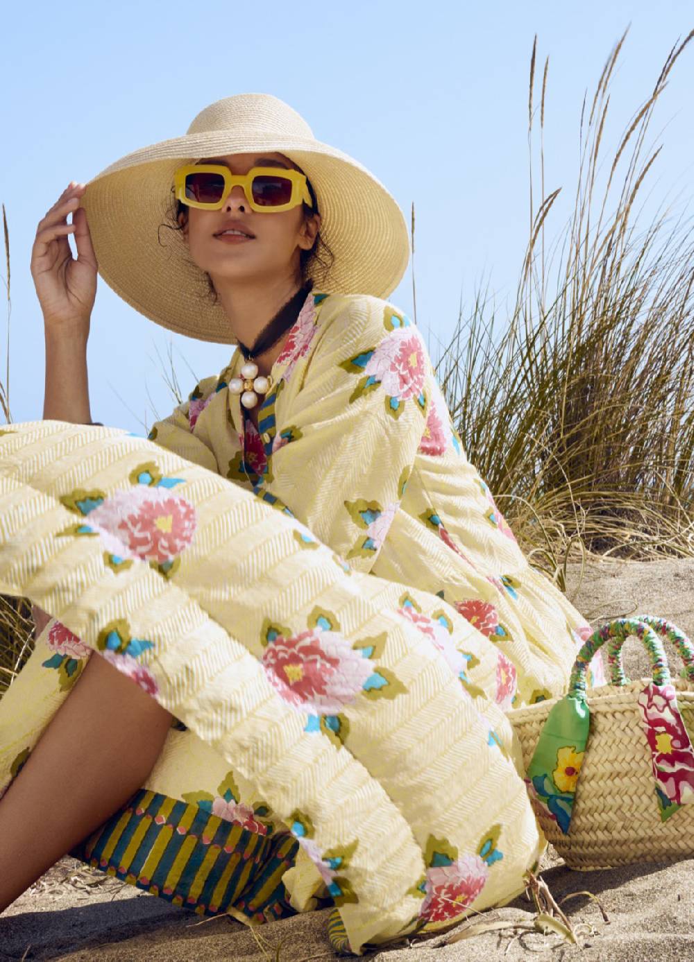 Lisa Corti borsa mercato in paglia aqua -rebecca de ravenel x lisa corti Vendita