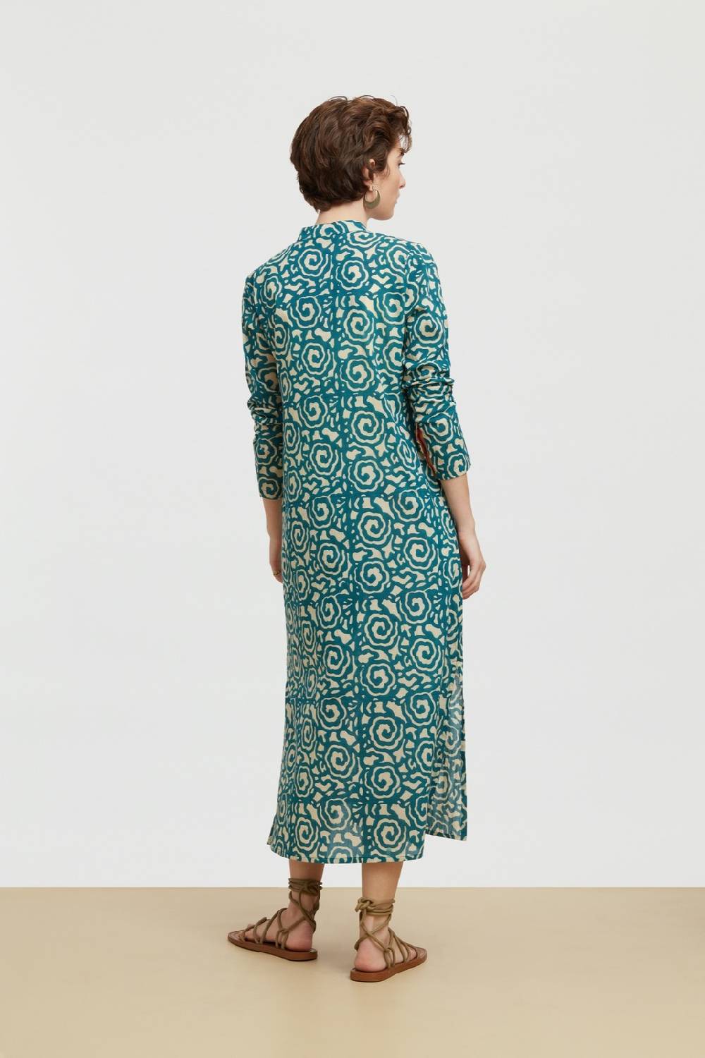 Lisa Corti kurta lunga aperta spiral peacock natural Promozione