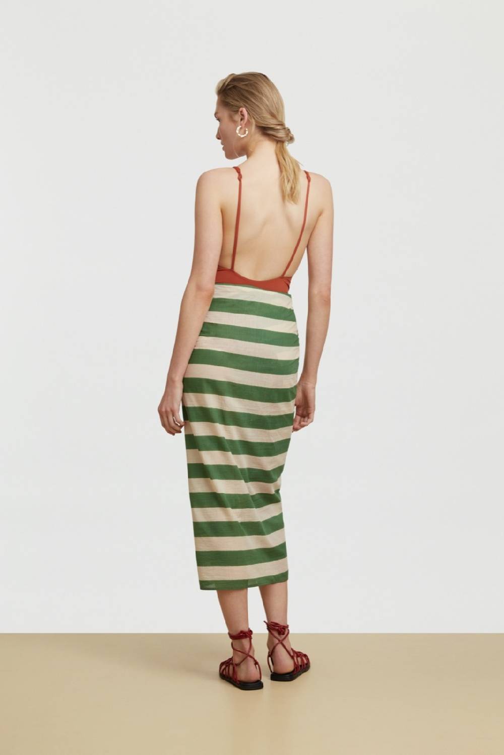 Lisa Corti pareo nizam stripes green natural Spedizione Gratuita