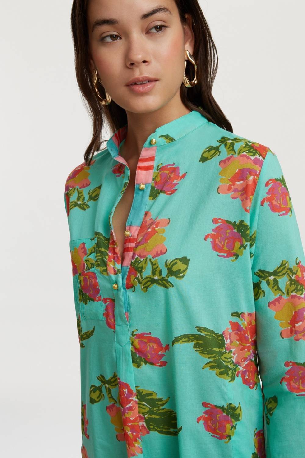 Lisa Corti kurta corta azhar flower aqua Pezzi Unici