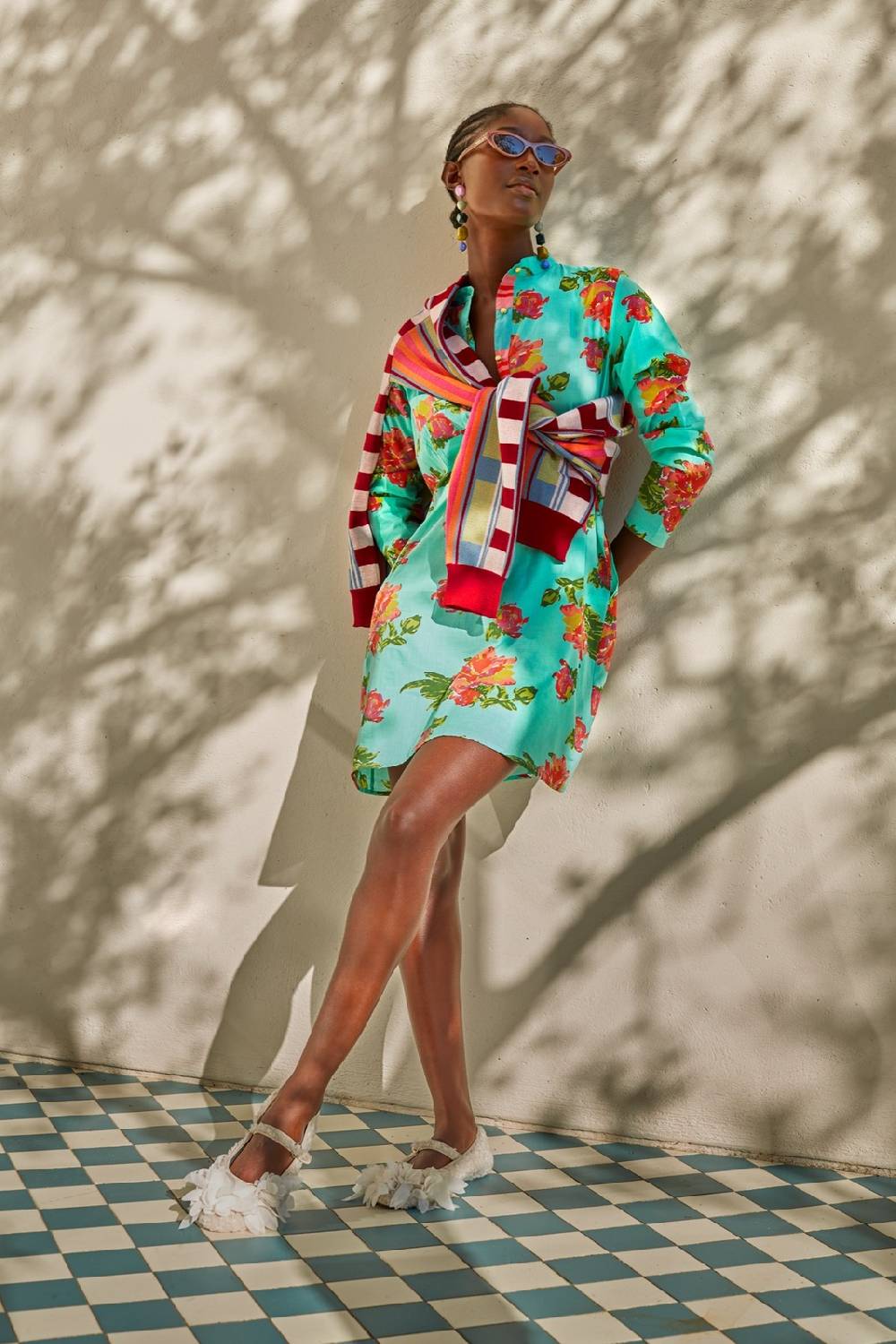 Lisa Corti kurta corta azhar flower aqua Pezzi Unici