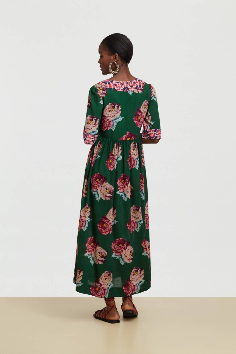 Lisa Corti abito gypsy folk rose green Promozione Limitata