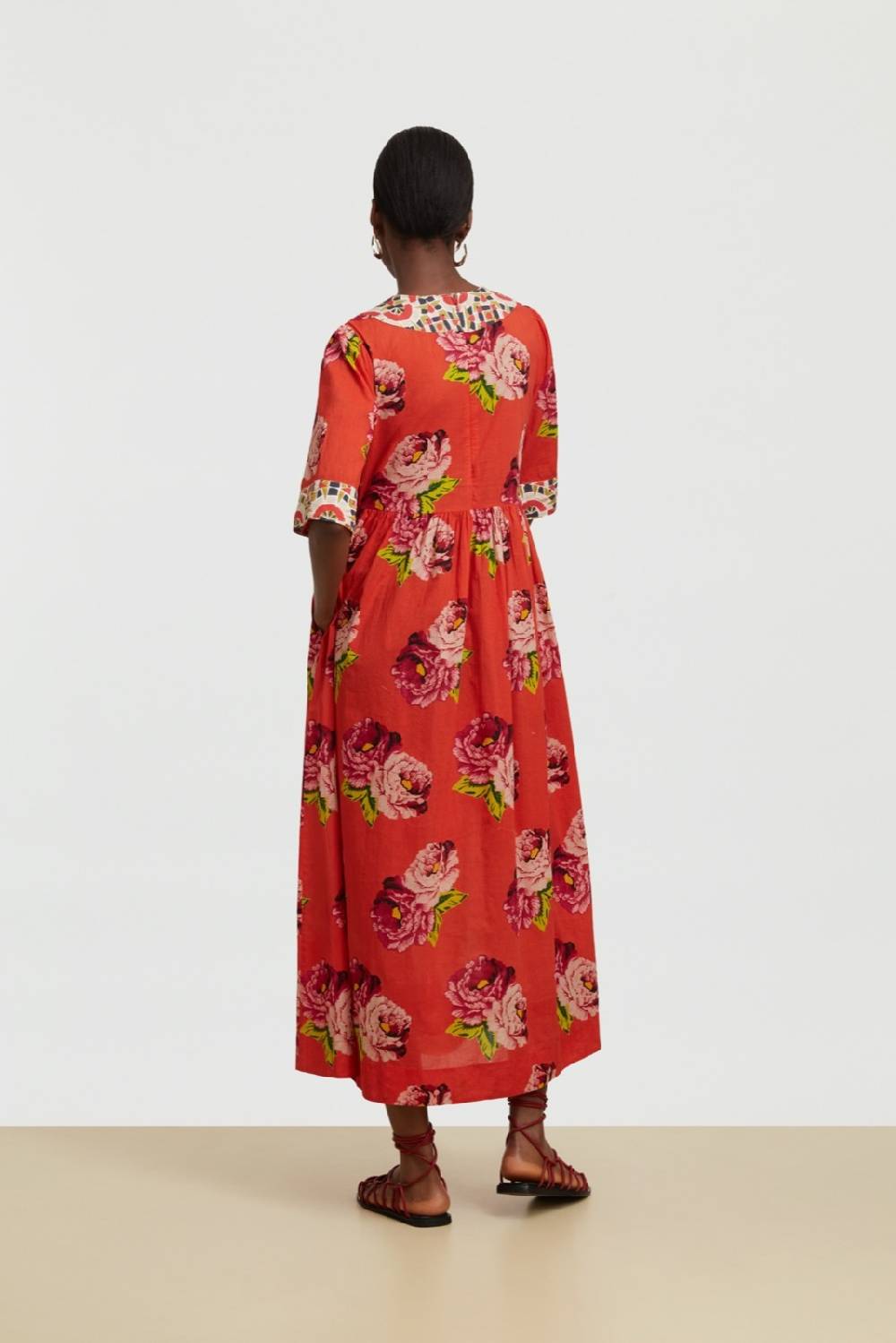 Lisa Corti abito gypsy folk rose coral Fino Al -60%