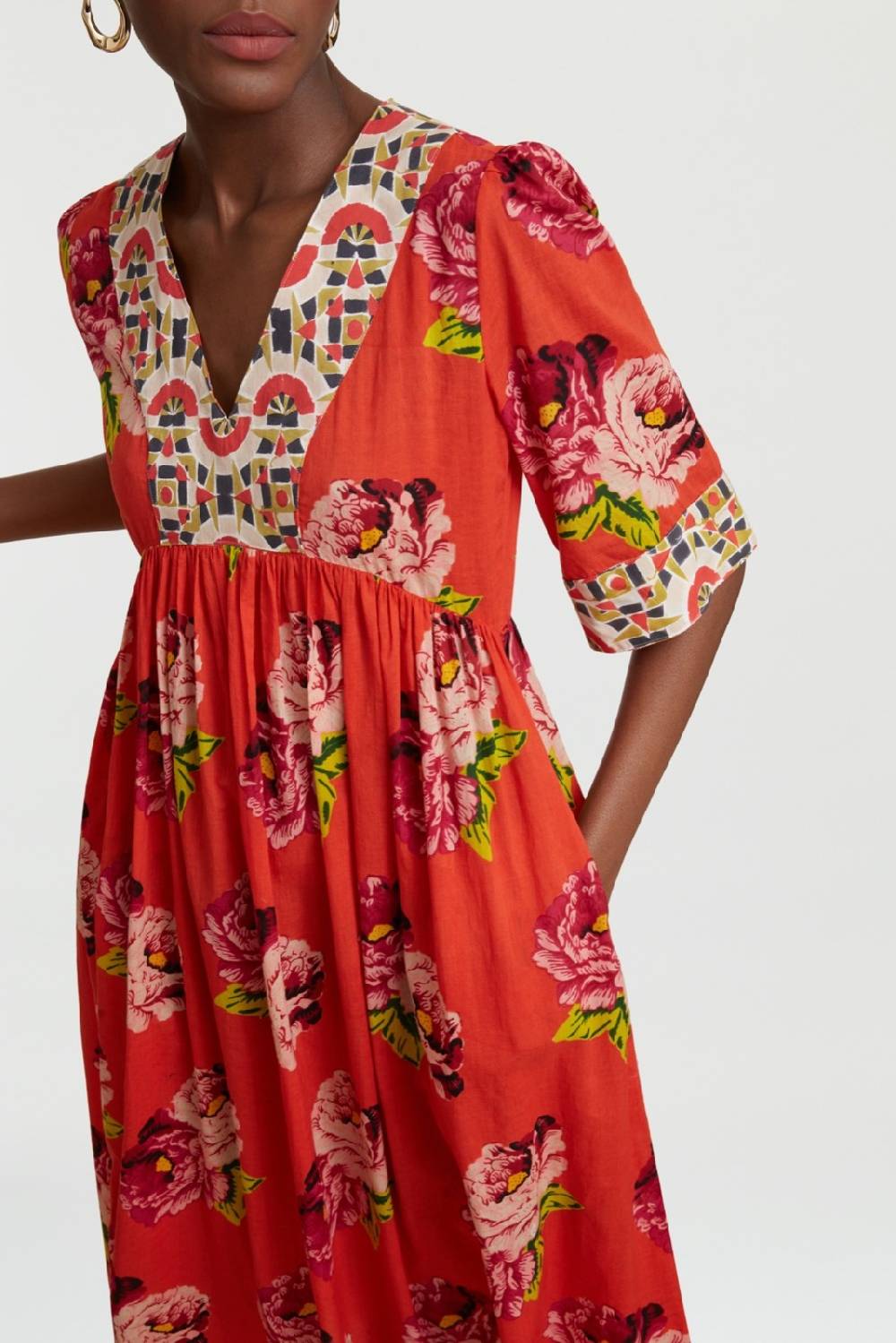 Lisa Corti abito gypsy folk rose coral Fino Al -60%