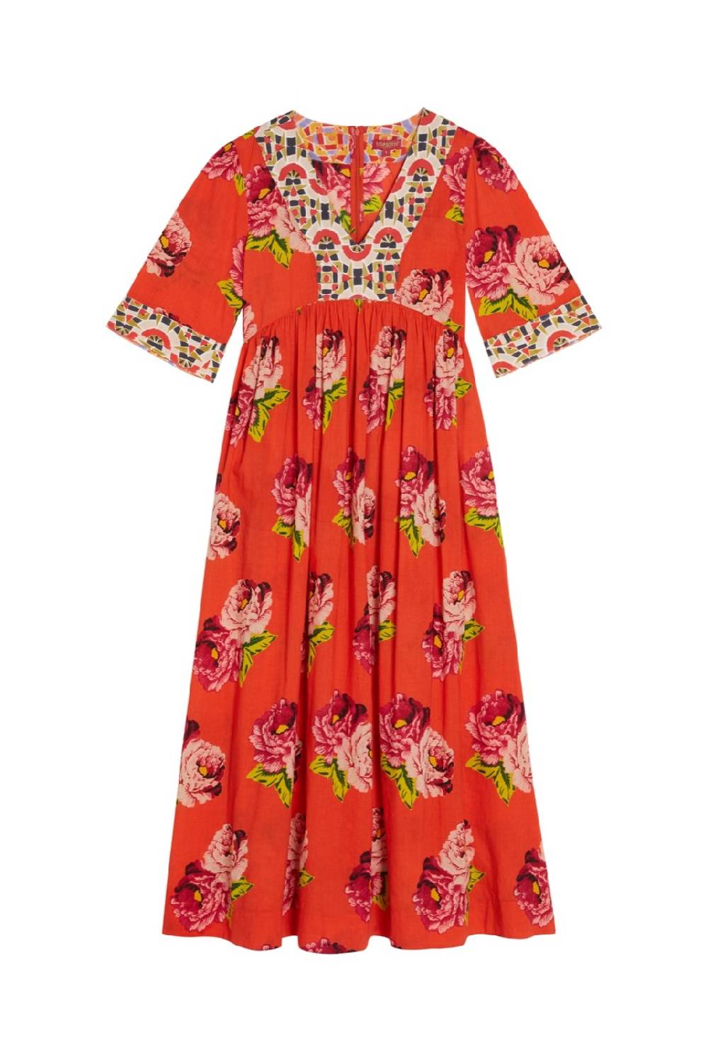 Lisa Corti abito gypsy folk rose coral Fino Al -60%