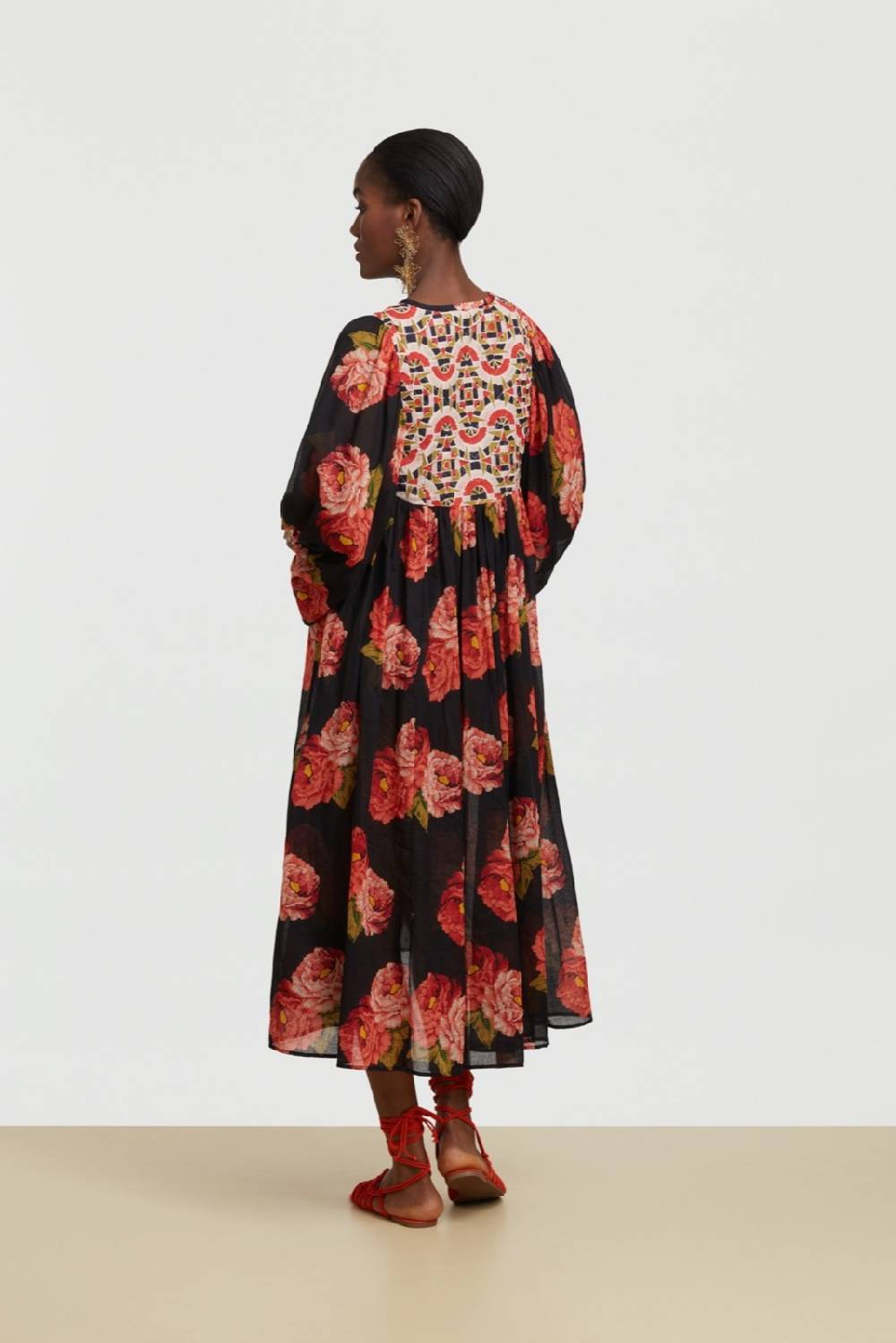 Lisa Corti abito ortensia folk rose black Presa