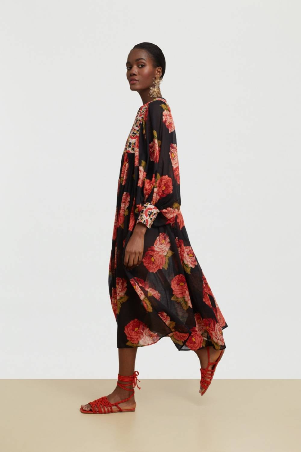 Lisa Corti abito ortensia folk rose black Presa
