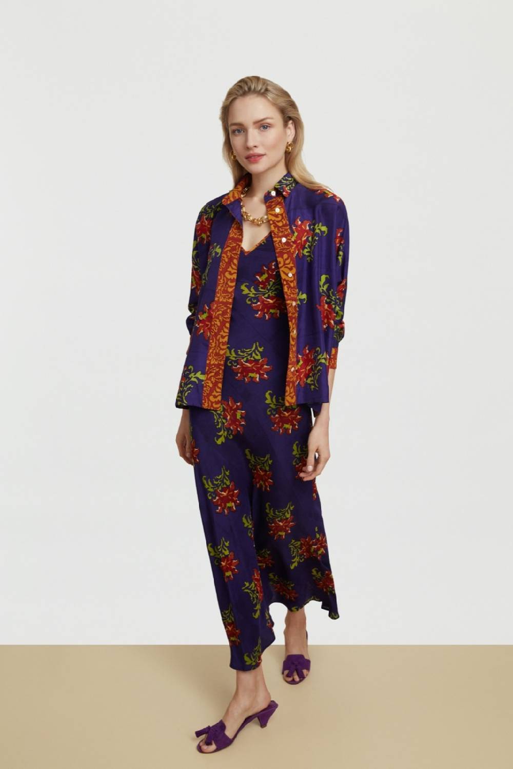 Lisa Corti abito sofia tangeri flower purple Online