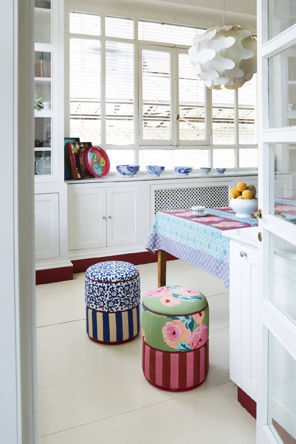 Lisa Corti pouf arabesque blue stripes blue natural Saldi