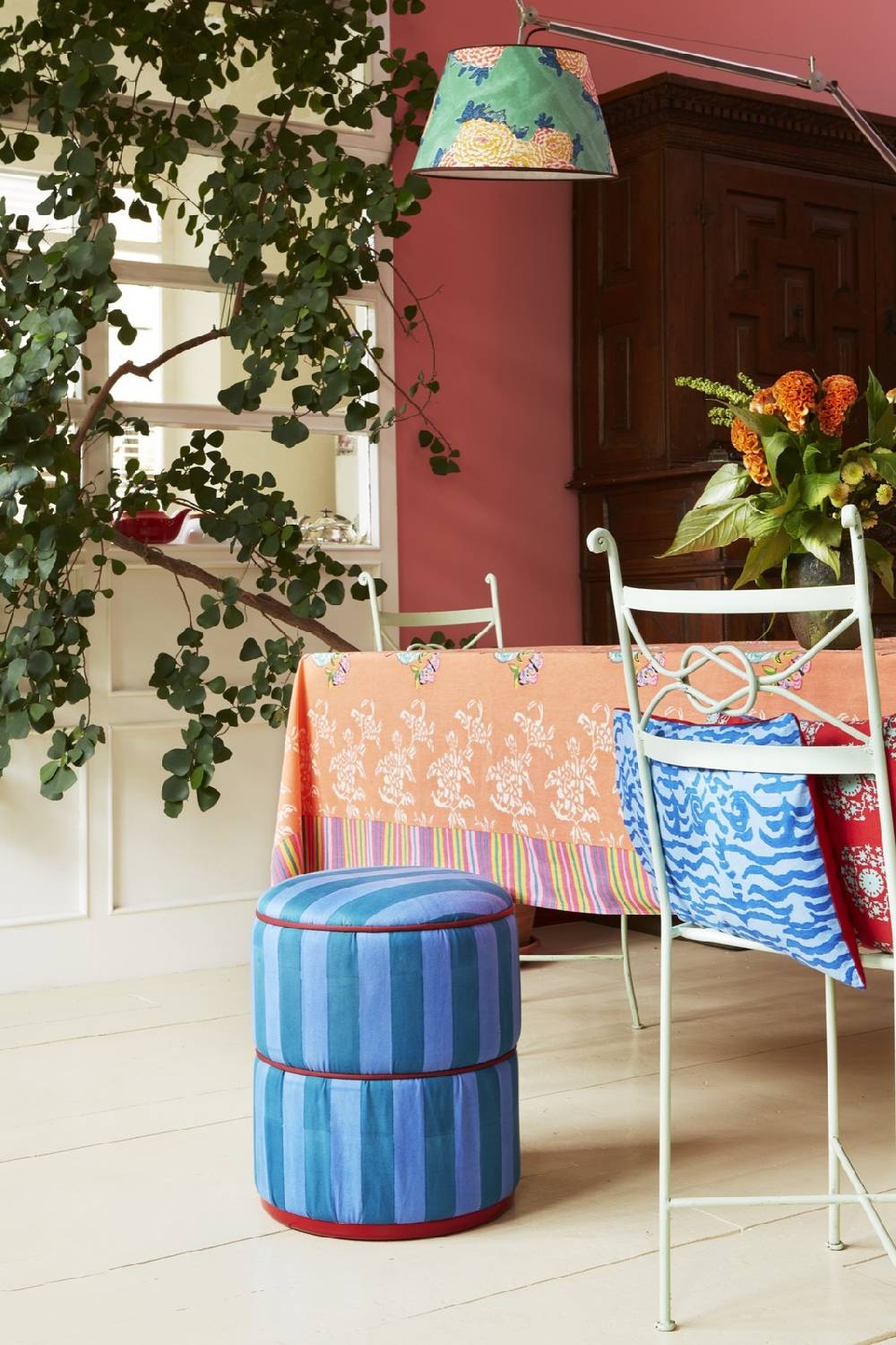 Lisa Corti pouf stripes ferozi sugar Vendita Economica