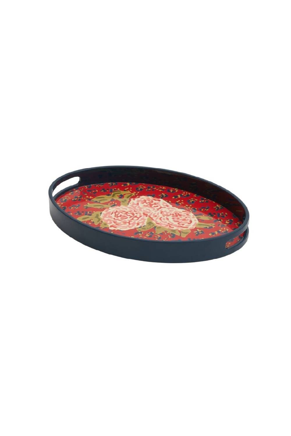 Lisa Corti vassoio ovale leopard flower red Officina