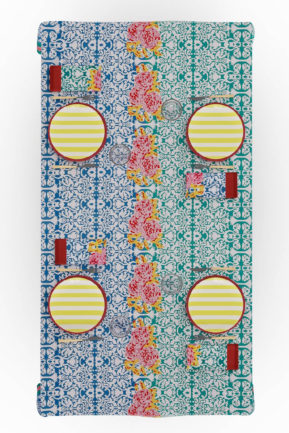 Lisa Corti telo cotone 140x240cm dam dam veronese blue Italia