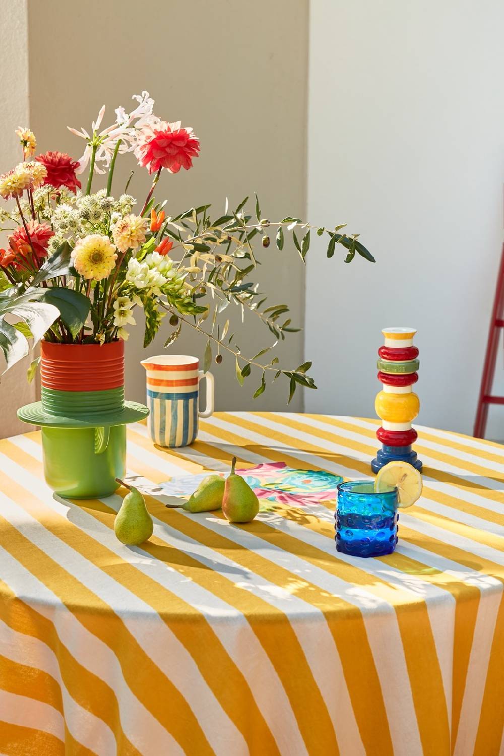 Lisa Corti telo cotone 140x240cm la veste x lisa corti nizam stripes sun yellow natural 2025