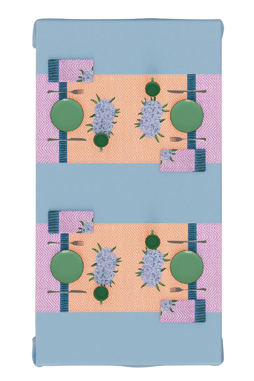 Lisa Corti tovaglietta doppia cotone 50x150cm oleander lilac Nuova
