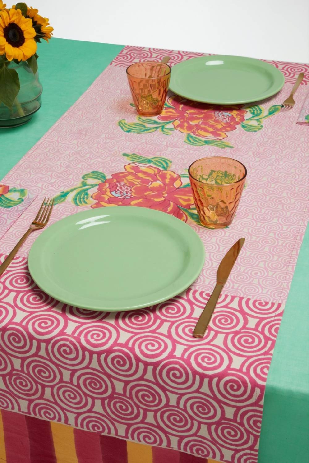 Lisa Corti tovaglietta doppia cotone 50x150cm camelia magenta pink 2025