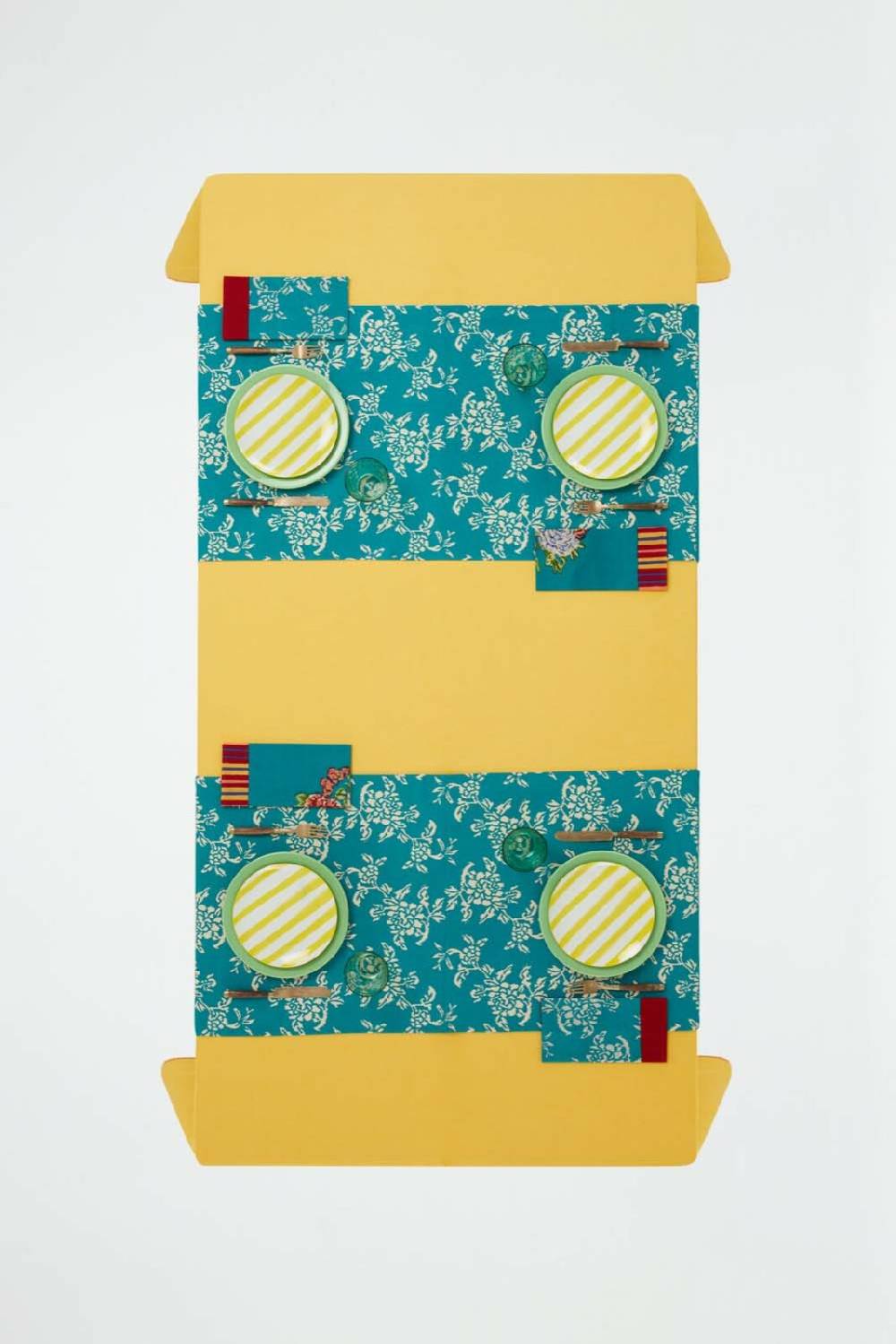 Lisa Corti tovaglietta doppia cotone 50x150cm kandem queen green In Linea