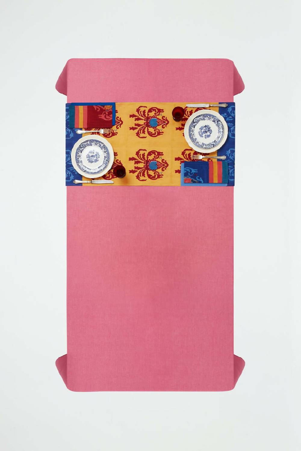 Lisa Corti tovaglietta doppia cotone 50x150cm brocade royal blue Negozio online di fabbrica