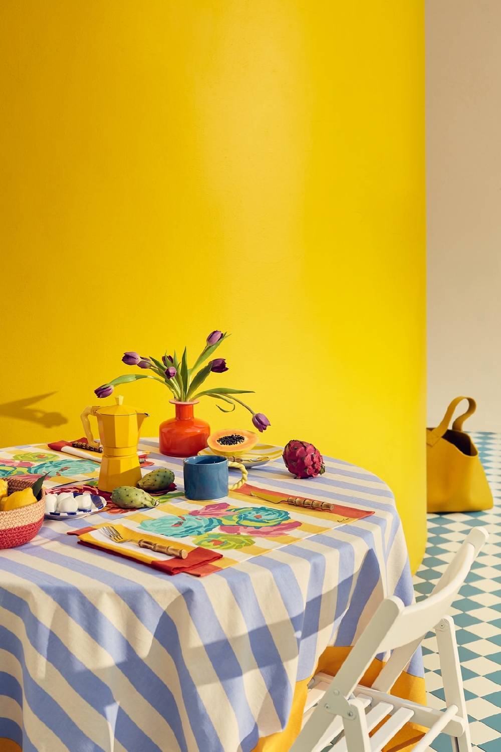 Lisa Corti tovagliolo cotone 50x50cm la veste x lisa corti nizam stripes sun yellow natural Acquista Ora