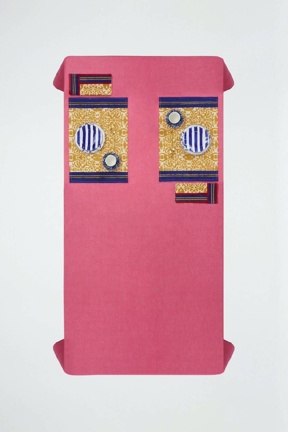 Lisa Corti tovagliolo cotone 50x50cm damask stripes chutney Prezzo Ridotto