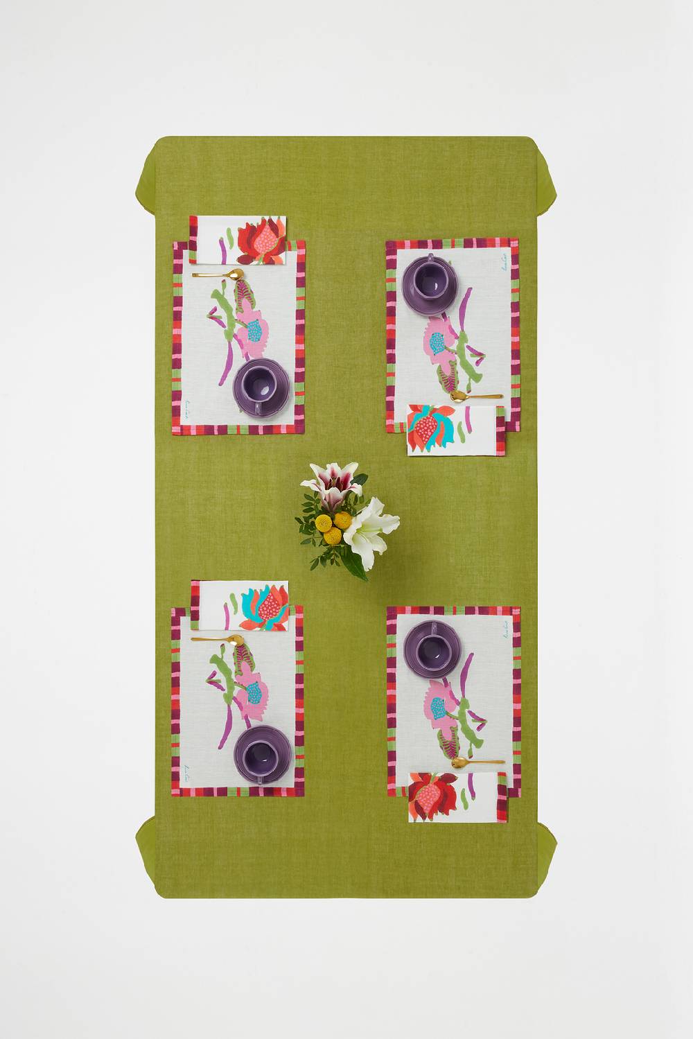 Lisa Corti tovagliolo lino 50x50cm japanese white red pink Convenienza
