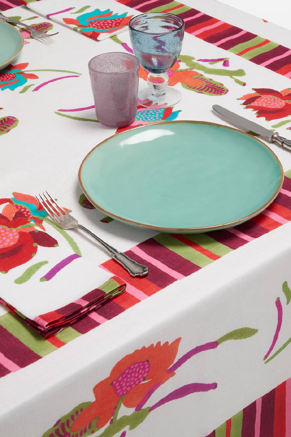 Lisa Corti tovagliolo lino 50x50cm japanese white red pink Convenienza