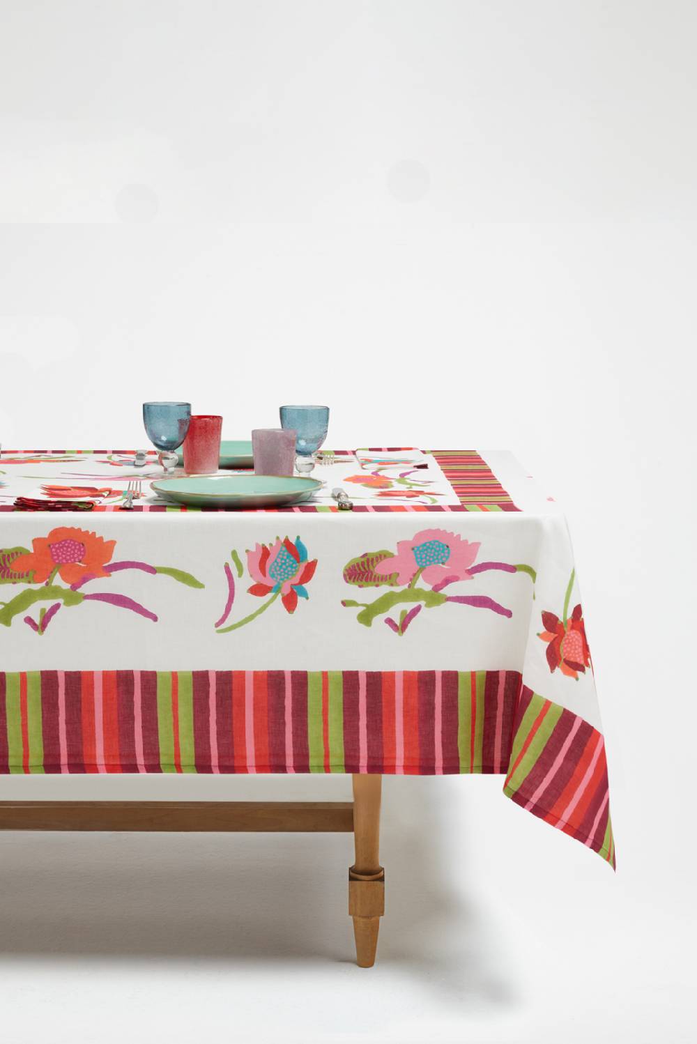 Lisa Corti telo lino 140x240cm japanese white red Saldi Di Fabbrica
