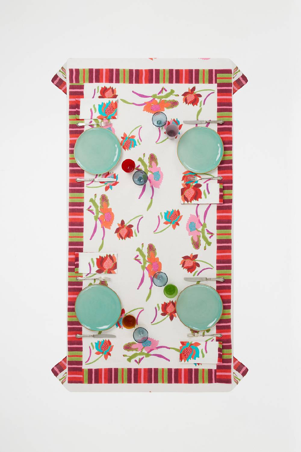 Lisa Corti telo lino 140x240cm japanese white red Saldi Di Fabbrica