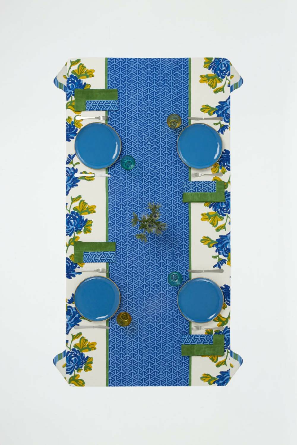 Lisa Corti telo cotone 140x240cm vienna blue cream Negozio