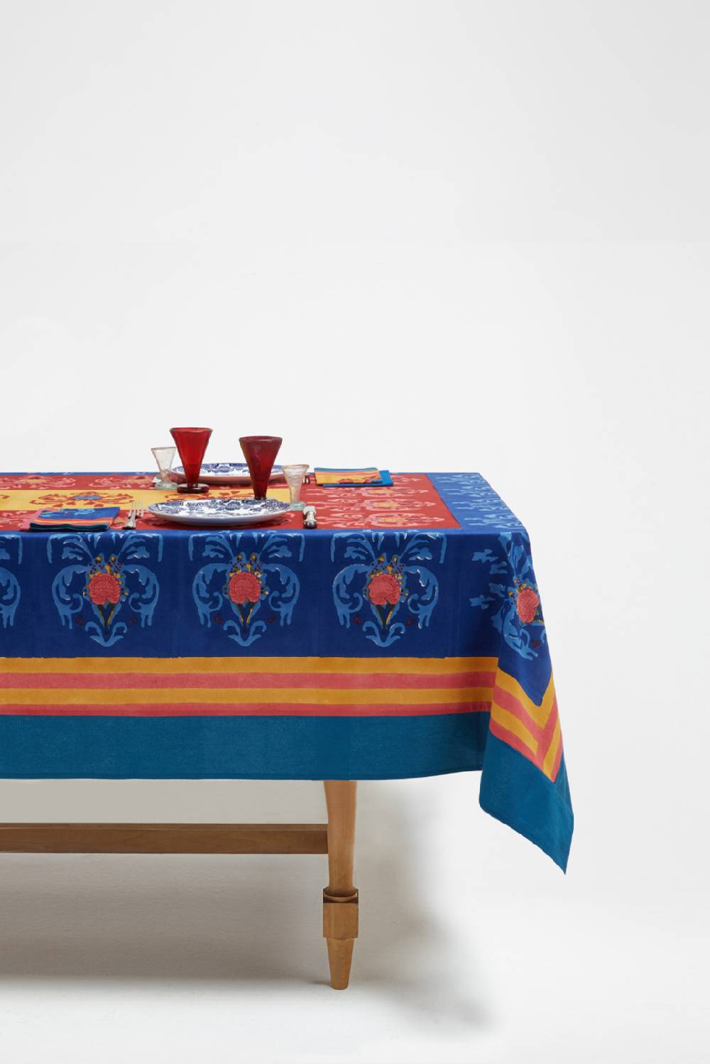 Lisa Corti telo cotone 140x240cm brocade royal blue In Saldo