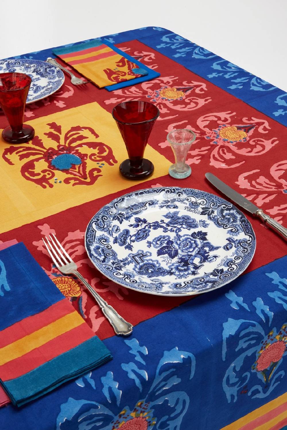 Lisa Corti telo cotone 140x240cm brocade royal blue In Saldo