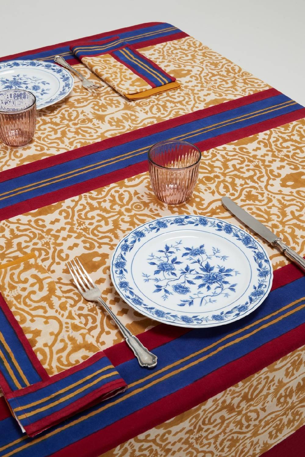 Lisa Corti telo cotone 140x240cm damask stripe chutney 2025