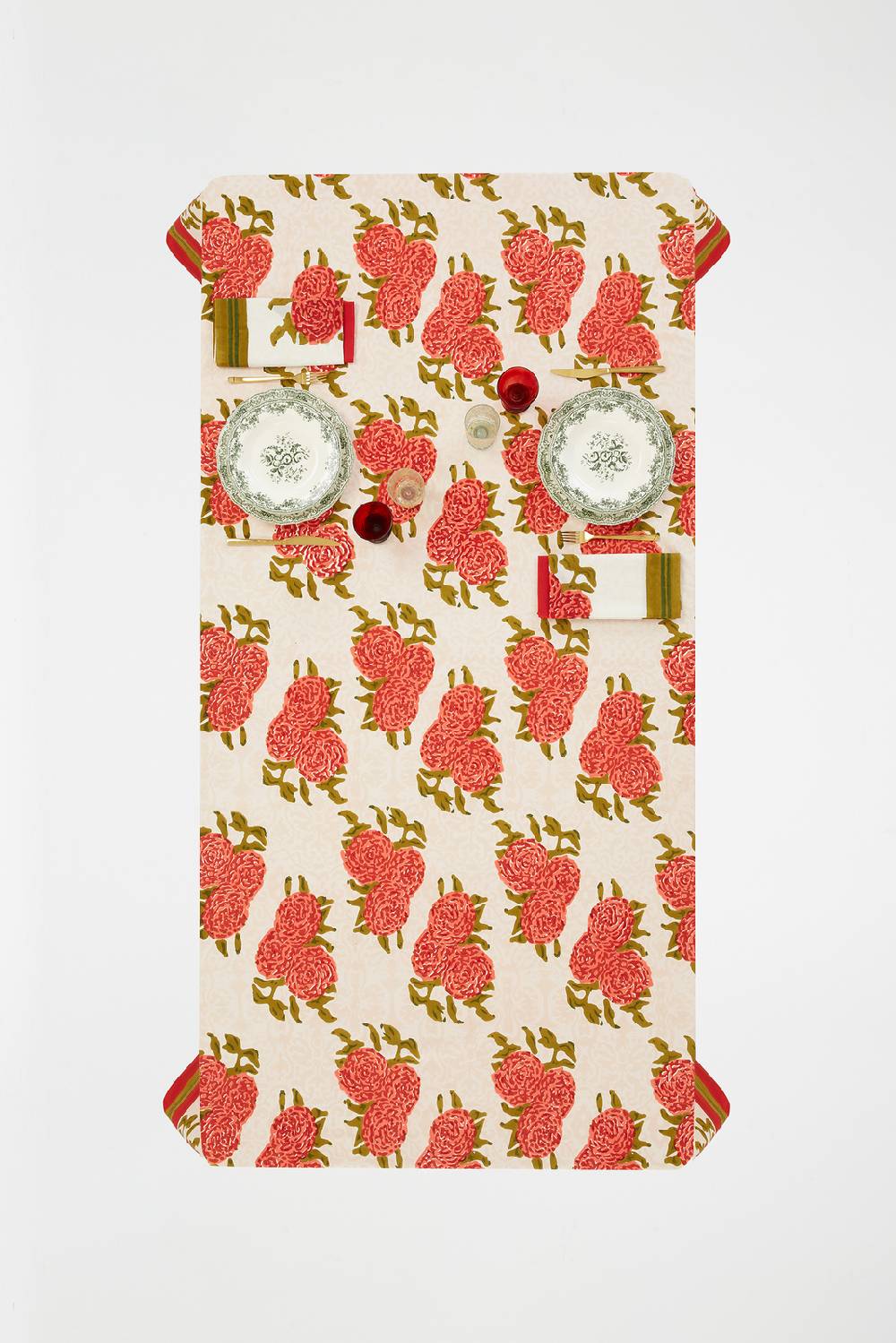 Lisa Corti telo cotone 140x240cm leopard bouquet red In Linea