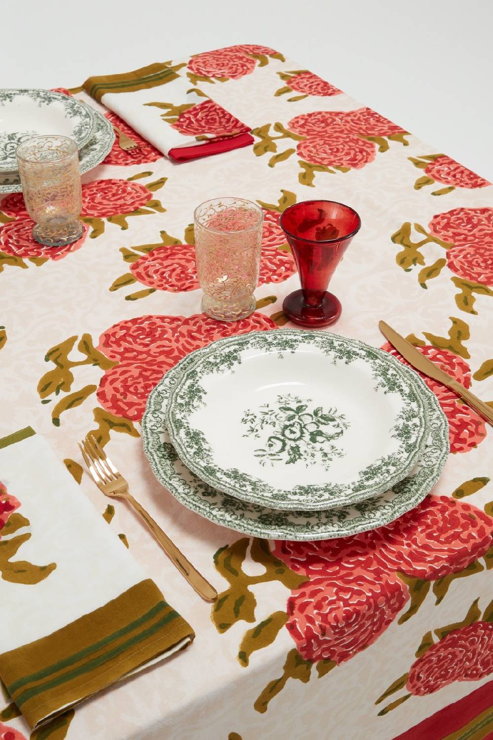 Lisa Corti telo cotone 140x240cm leopard bouquet red In Linea