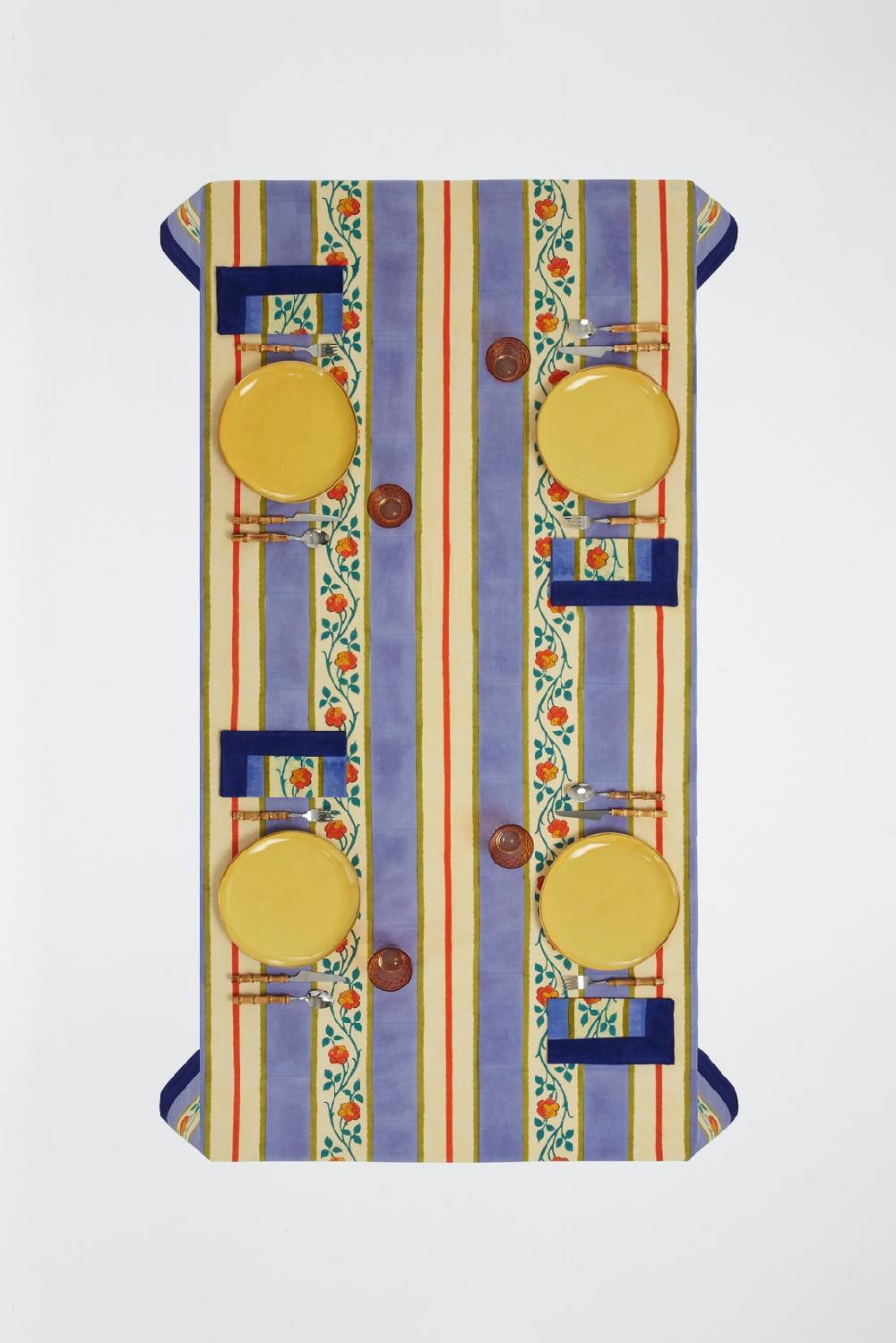 Lisa Corti telo cotone 140x240cm varanasi stripes pervinch Qualità
