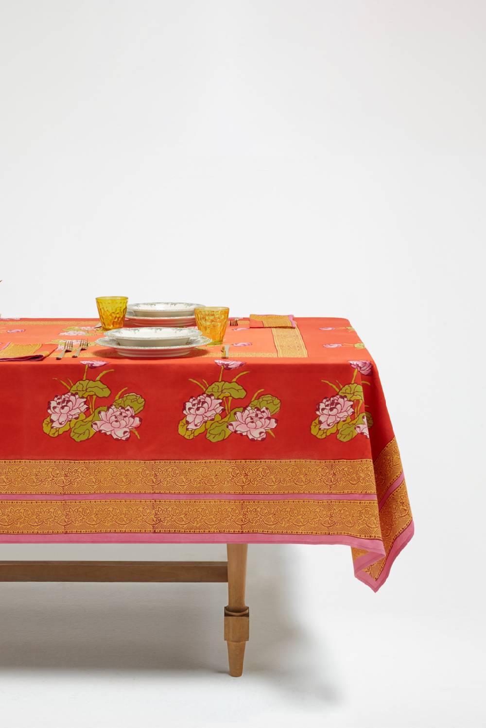 Lisa Corti telo cotone 140x240cm tea flower red orange Vendita
