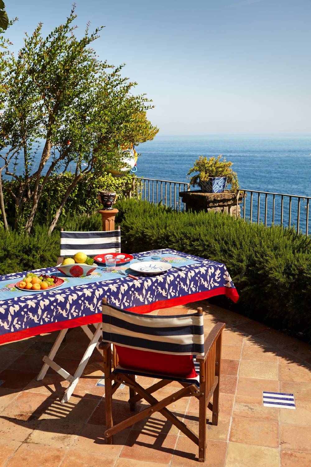 Lisa Corti telo cotone 140x240cm lisa corti x la minervetta blue pot sky Promozione